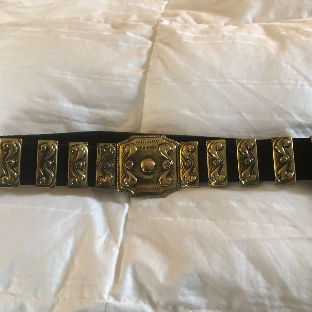 Vintage Ann Taylor leather -Tone Decorative Western Concho Belt